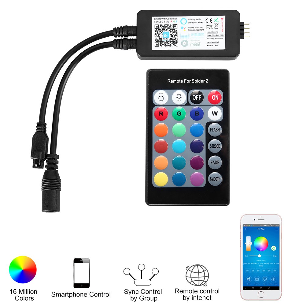 Guaiboshi Tira LED 5M Tiras de Luz Inteligente Impermeable con Wifi Controlador con Amazon Alexa Echo, Google Home, Luces LED 150Leds SMD 5050 Kit para iOS y Android Smartphones