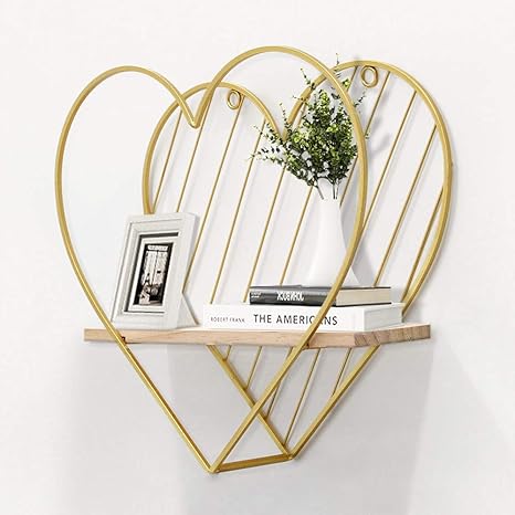 Afuly Gold Wall Shelf Metal Heart 
