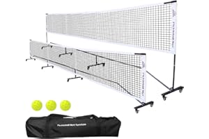 Progoal Badminton Pickleball Net System with Universal Wheel,Movable Steady Metal Frame,Strong Nylon Net and Carrying Bag,22 Feet Portable Height Adjustable Net for Pickleball and Other Games