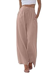 LILLUSORY Women's Palazzo Pants Flowy Linen Wide