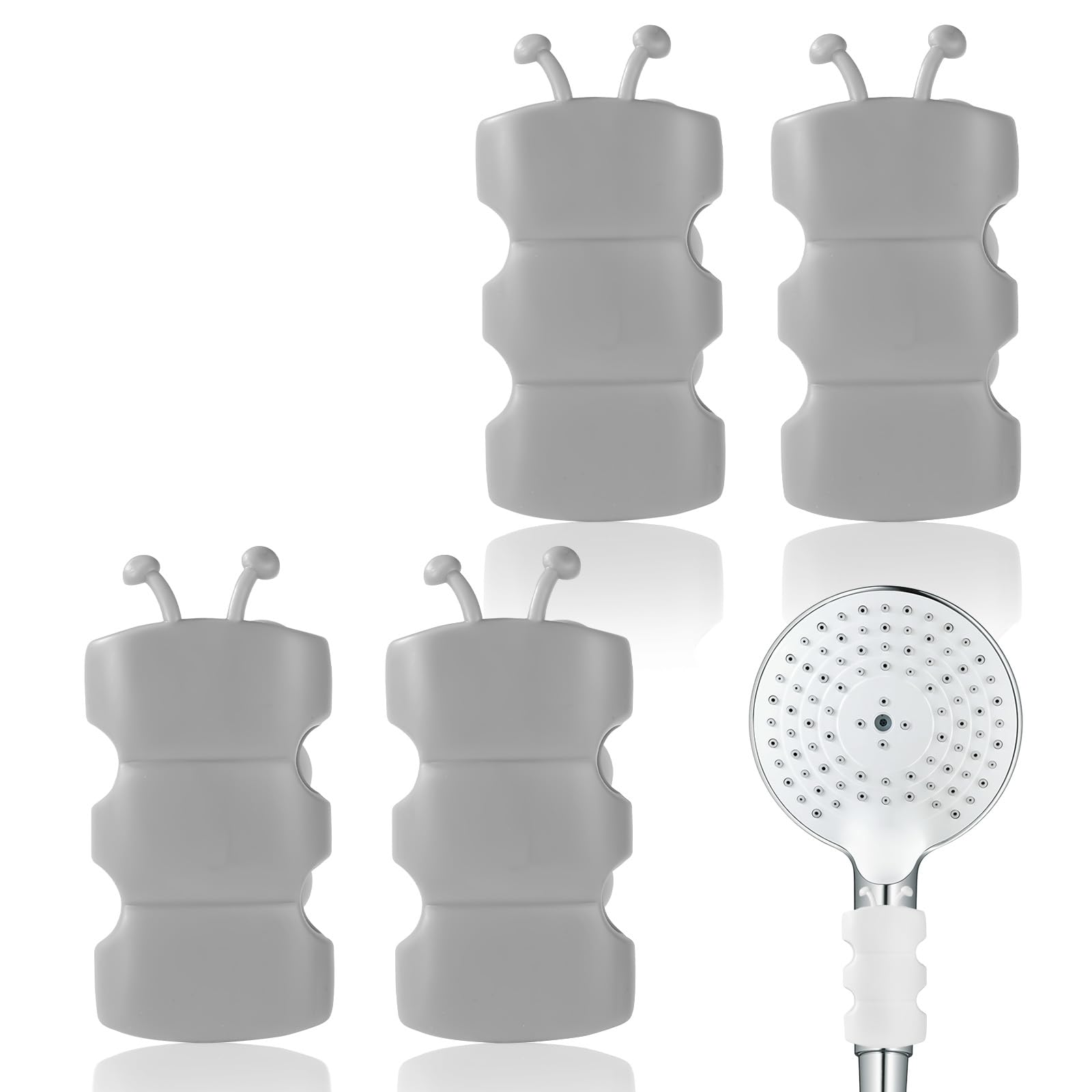 Photo 1 of 4pcs Silicone Shower Head Holder, Movable No Drilling General Relocatable Shower Head Bracket Suction Cup Holder for Bathroom Shower Bracket (Grey)