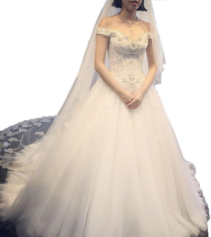 lace and pearl wedding dress