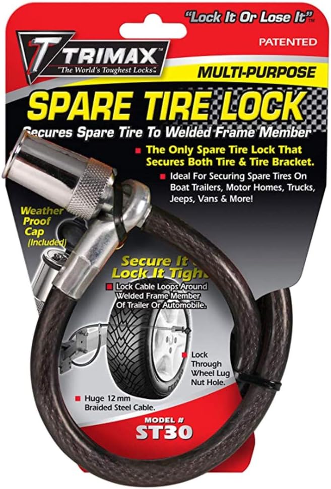 Trimax ST30 Trimaflex Spare Tire Cable Lock (Round Key) 36" x 12mm: Automotive