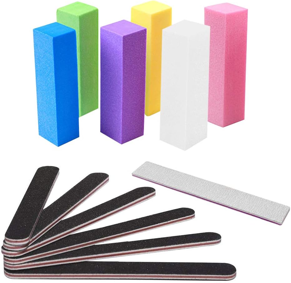 Laxus Nail File and Buffer, 6Pcs Professional Manicure Set Double Sided Emery Board 100/180 Grit with Nail Buffer Block