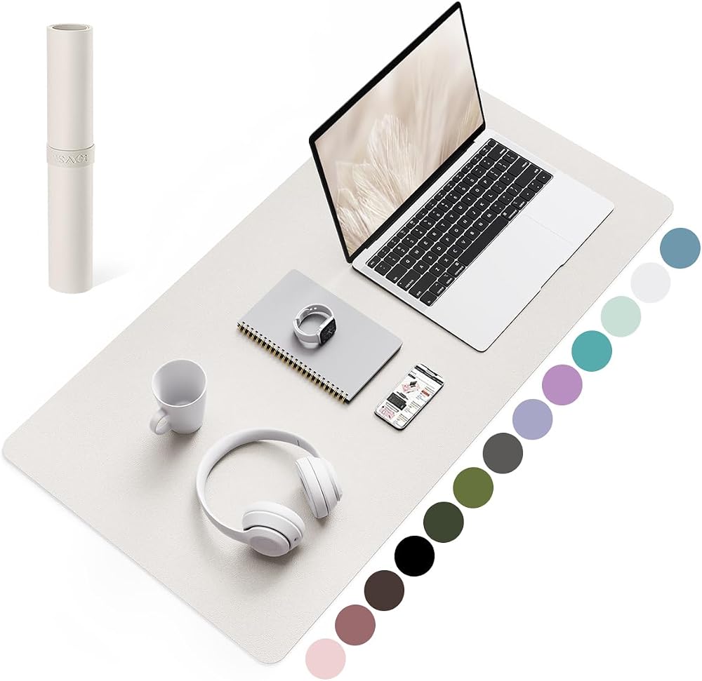 YSAGi Non-Slip Desk Pad 80x40 cm Gray Waterproof PVC Leather Desk Protector