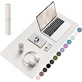 YSAGi Non-Slip Leather Desk Pad, Waterproof Laptop Computer Desk Keyboard Mat, Table Protector Blotter Mat, Large Mouse Pad for Office/Work/Home/Decor(Apricot Gray, 31.5" x 15.7")