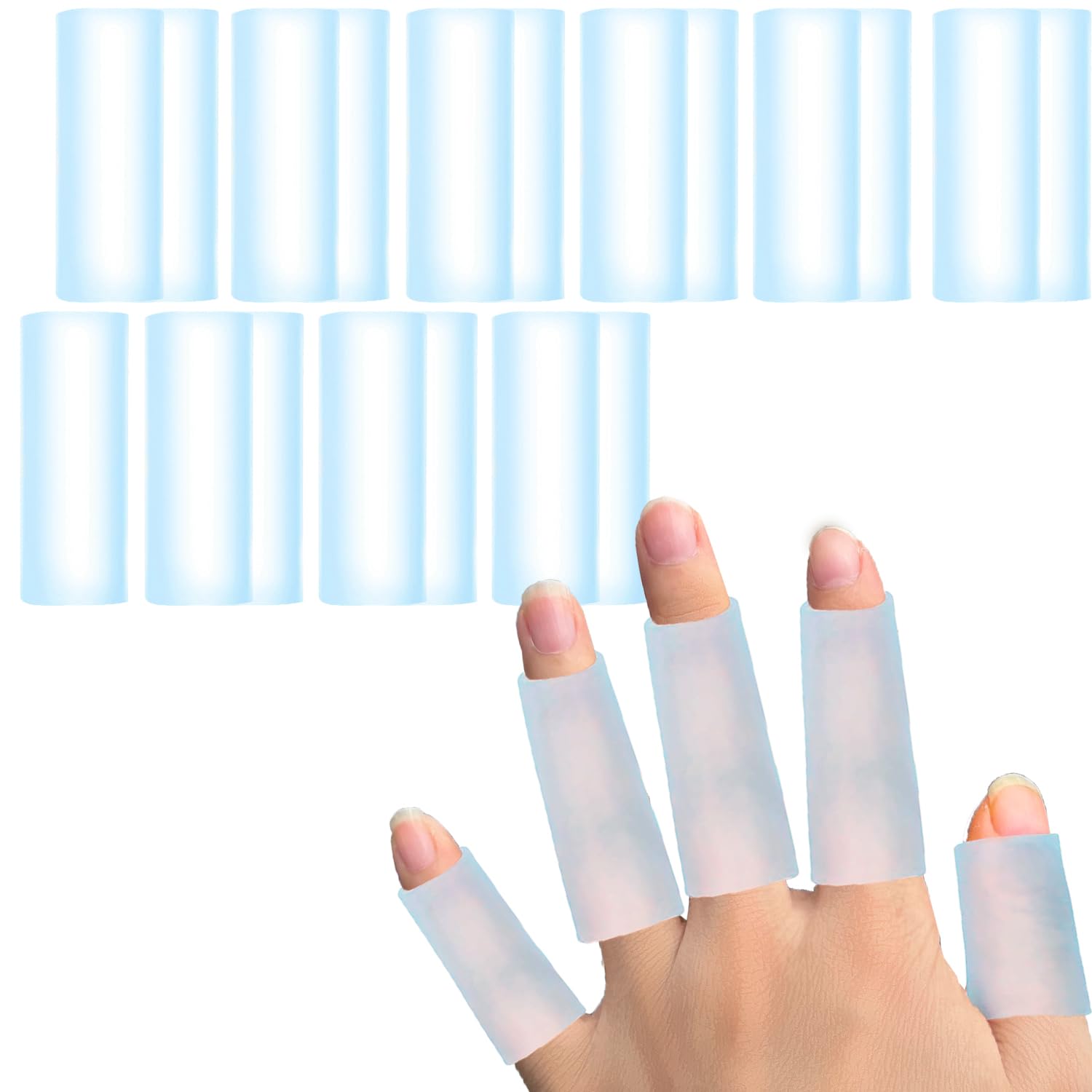 Skeerthy Gel Finger Sleeves Protectors, 16 Pieces Finger Cots Gel Sleeve Protectors, Waterproof Cushion F Tube Protector for Basketball Cracked