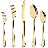 Aisoso Gold Silverware Set, 20-Piece Flatware Set Stainless Steel Cutlery Kitchen Utensil Set Tableware Service for 4