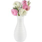 White Plastic Flower Vase, Ceramic-Look Decorative Vase for Flowers | Small and Cute for Home Living Room Dining Wedding Bouquet Decor, 8 inch