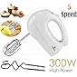 FRENDZ FOREVER 300watt 5 Speed Electric Hand Mixer Grinder for Professional Kitchen use with Steel Double Hooks Blade Turbo Function for Whipping, Egg Beater, Mixing, Cake, whisking
