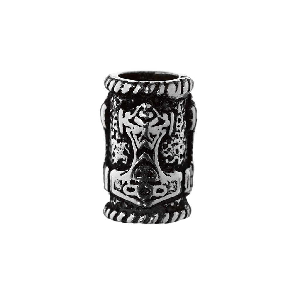 NKlaus Viking Hair Accessories Beard Bead Thorhammer 925 Sterling Silver Curly Bead 6452