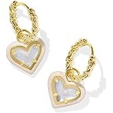 Kendra Scott Ari Heart Enamel Frame Huggie Earrings - Agate Stone - Gold-plated Brass Construction Gold Ivory Mother Of Pearl One Size One Size