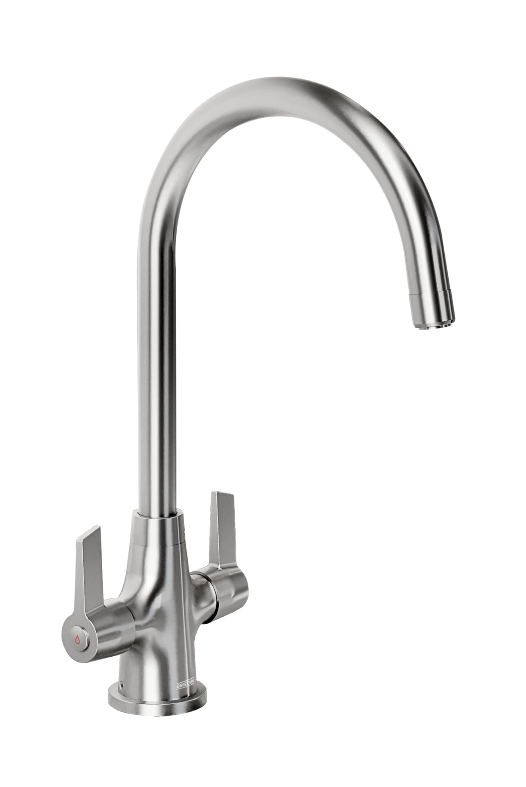 Bristan Echo Kitchen Tap - Swivel spout, Two Lever EasyFit Brushed Nickel Kitchen Sink tap, EC SNK EF BN