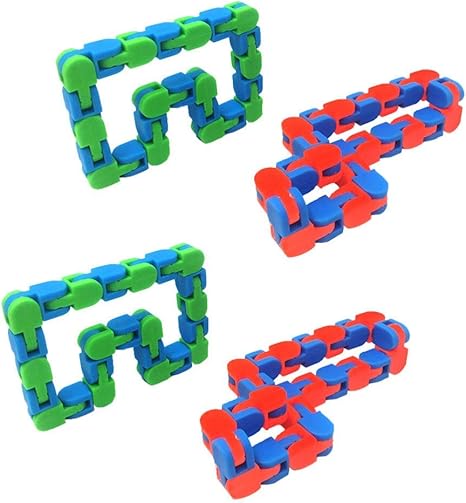 Amazon Co Jp 4ピースのwacky Tracks Sensory Fidget Toy Snapとclick Fidgetチェーンの おもちゃのスネークパズル子供大人の不安救済 Ltlnb おもちゃ