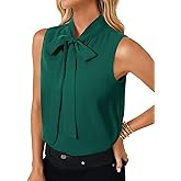 LYANER Women's Elegant Bow Tie Mock Neck Sleeveless Blouse Office Workwear Shirt Top