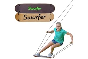 Swurfer TreeSkate Skateboard Swing, Outdoor Stand Up Surf Swing, Holds Up to 200 lbs, Ages 6 and Up, Adjustable Handles, Grip Tape, Kids Outdoor Play Equipment for Children and Adults (Waves)
