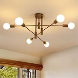Comely Vintage Sputnik Chandelier 6 Light Bronze E27 Ceiling Lamp Semi Flush
