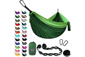 Gold Armour Camping Hammock - XL Double Hammock Portable Hammock Camping Accessories Gear for Outdoor Indoor with Tree Straps, USA Based Brand (Green)