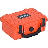 MEIJIA Portable All Weather IP67 Waterproof Protective Case, Hard Case,Camera Case With Customizable Foam,Fit Use of Drones, Cameras,Equipments, 8.12”x6.56”x 3.56” (Orange)