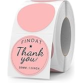 FINDAT Pink Round Thermal Labels 1.5 Inch Vinyl Circle Waterproof Direct Printer Sticker Self-Adhesive Perforated Name Tag for Logo DIY QR Design Office Address 500 PCS