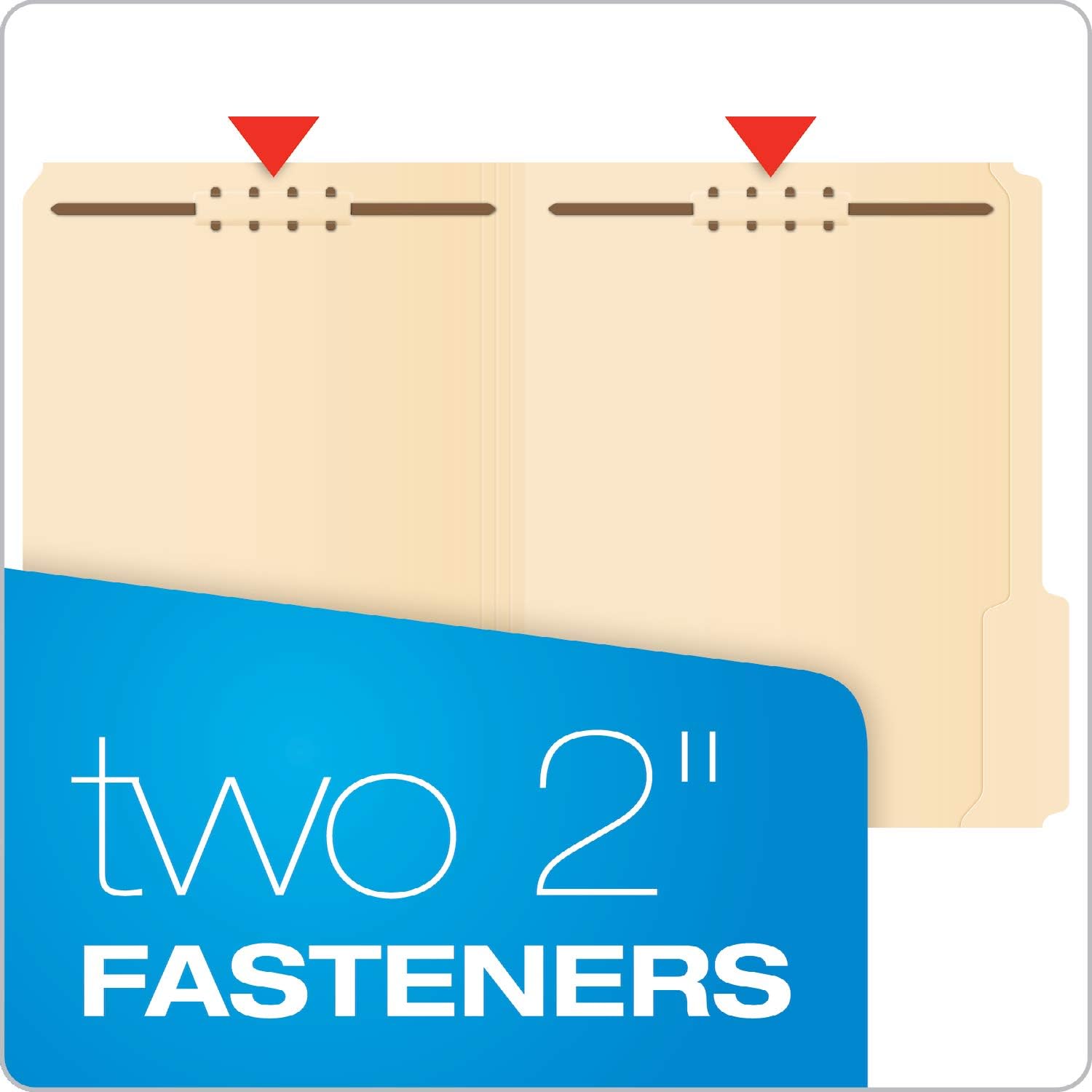 Pendaflex Fastener Folders, 2 Fasteners, Letter Size, Manila, 1/3 Cut Tabs, in Left, Right, Center Positions, 50 Per Box (FM213) : Manila File Folders : Office Products