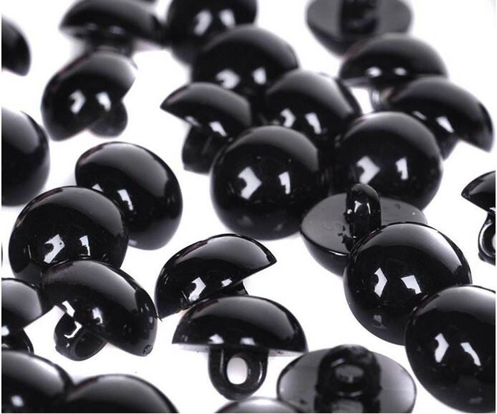 100pcs Solid Eyes Mushroom Beads Black Plastic Safety Eyes DIY Sewing Crafting Buttons for Bear Doll Puppet Plush Animal Tosy 10mm