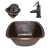 SimplyCopper 15" Square Copper Bar Sink with