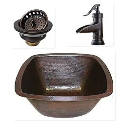 SimplyCopper 15" Square Copper Bar Sink with