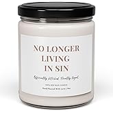 WITH MEMORIES-No Longer Living in Sin Funny Wedding Gift Candle | Officially Hitched Finally Legal Engagement Present | 9oz 100% Soy Wax Bridal Shower Humor Gift for Couple
