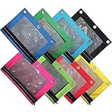 Omura Pencil Pouch, Mesh Windows, Zippered & Standard 3-Ring Binder ULTRA BRITE, Pack of 8 (OM-8034-ULTRA)