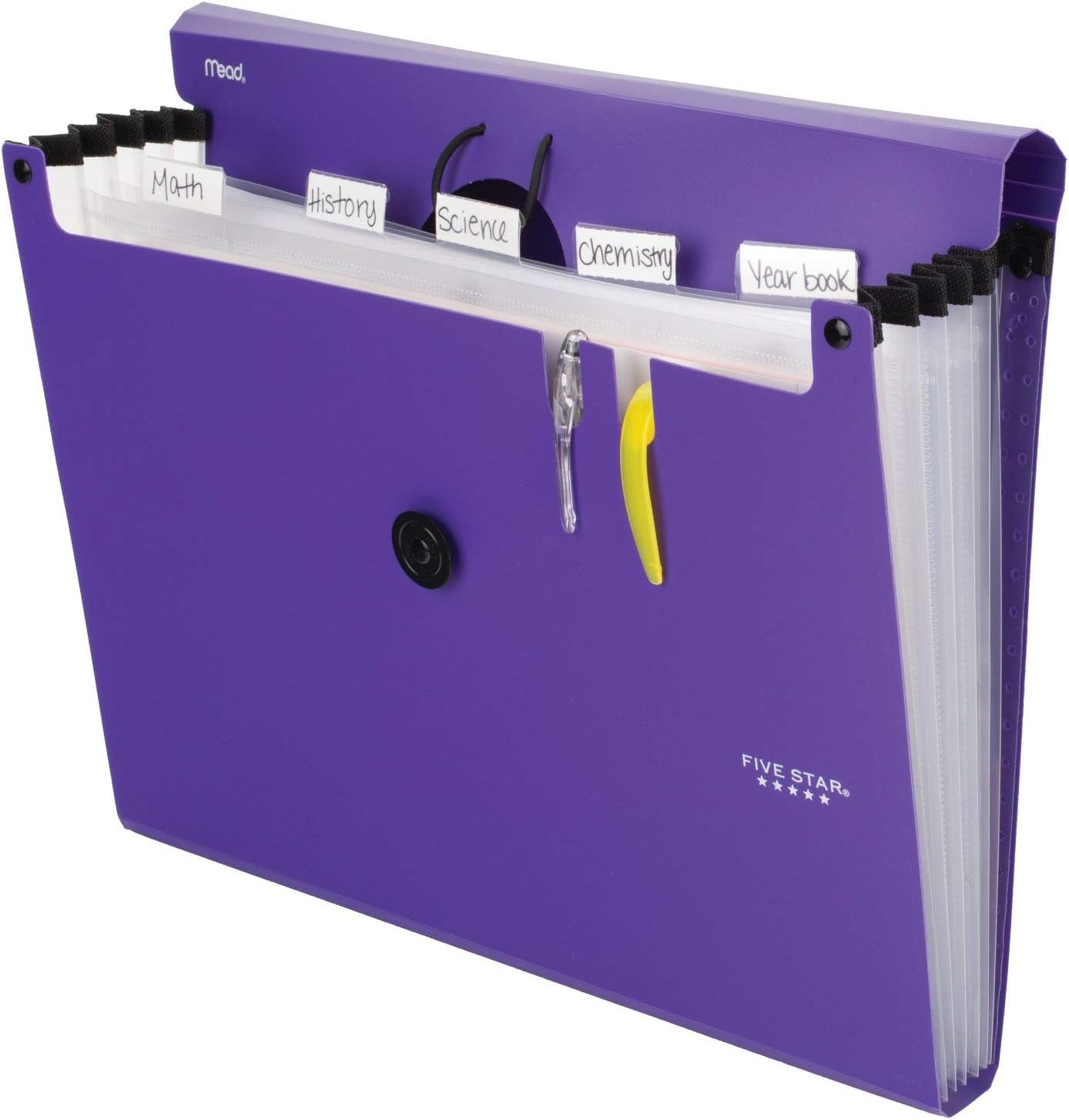 Five Star 6-Pocket Expanding File Organizer, Plastic Expandable Letter Size File Folders with Pockets, Home Office Supplies, Portable Paper Organizer for Receipts, Bills, Documents, Purple (72510) : Office Products