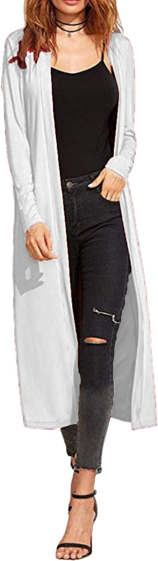 Ladies Womens Maxi Plus Size Long Cardigans for Women UK Collared Top Long Full Sleeve Floaty Women's Cardigans Coatigans Sizes 8-26