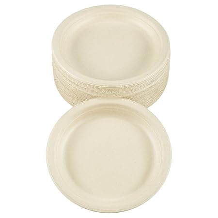 Benail Einweg-Teller, aus Bambus & Zuckerrohr, kompostierbar und biologisch abbaubar, umweltfreundlich mit ausgezeichneter Fe