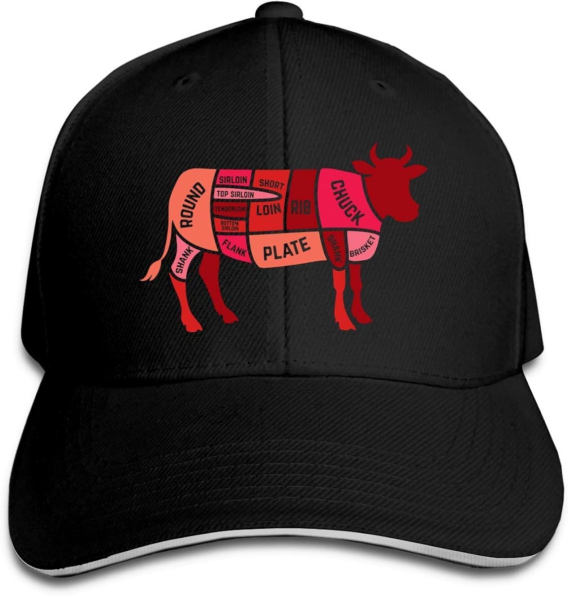UU Unisex Beef Cattle Cut of Beef Baseball Caps Adjustable Sandwich
