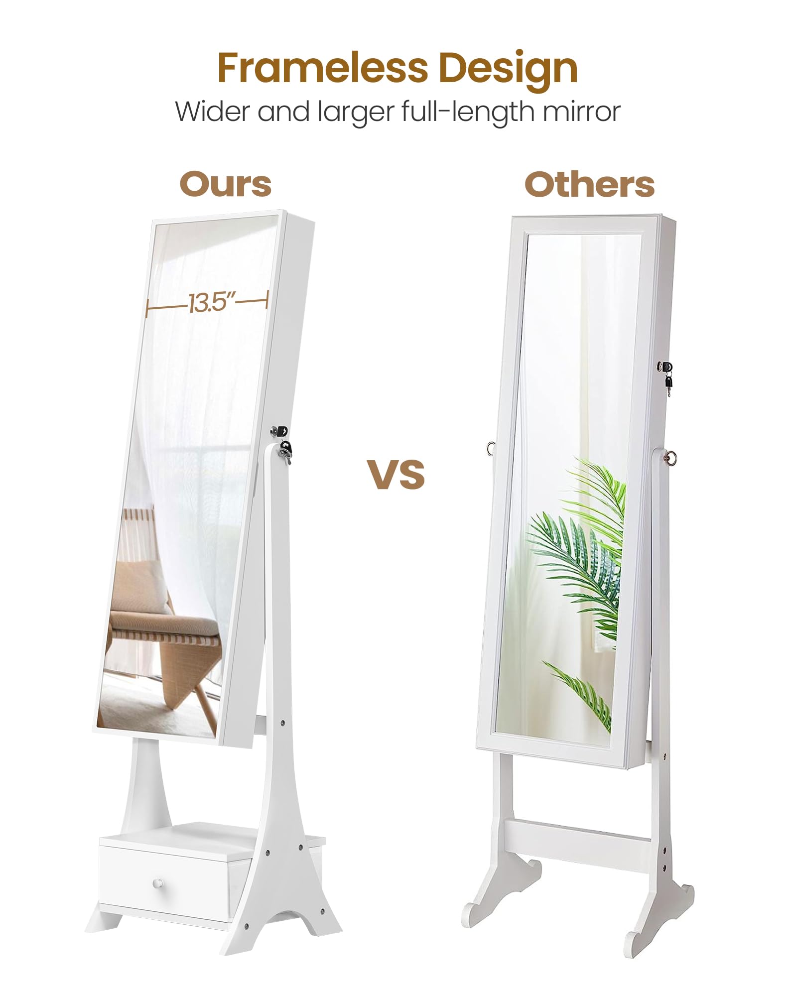 Hzuaneri 8 LEDs Jewelry Cabinet, 42.5