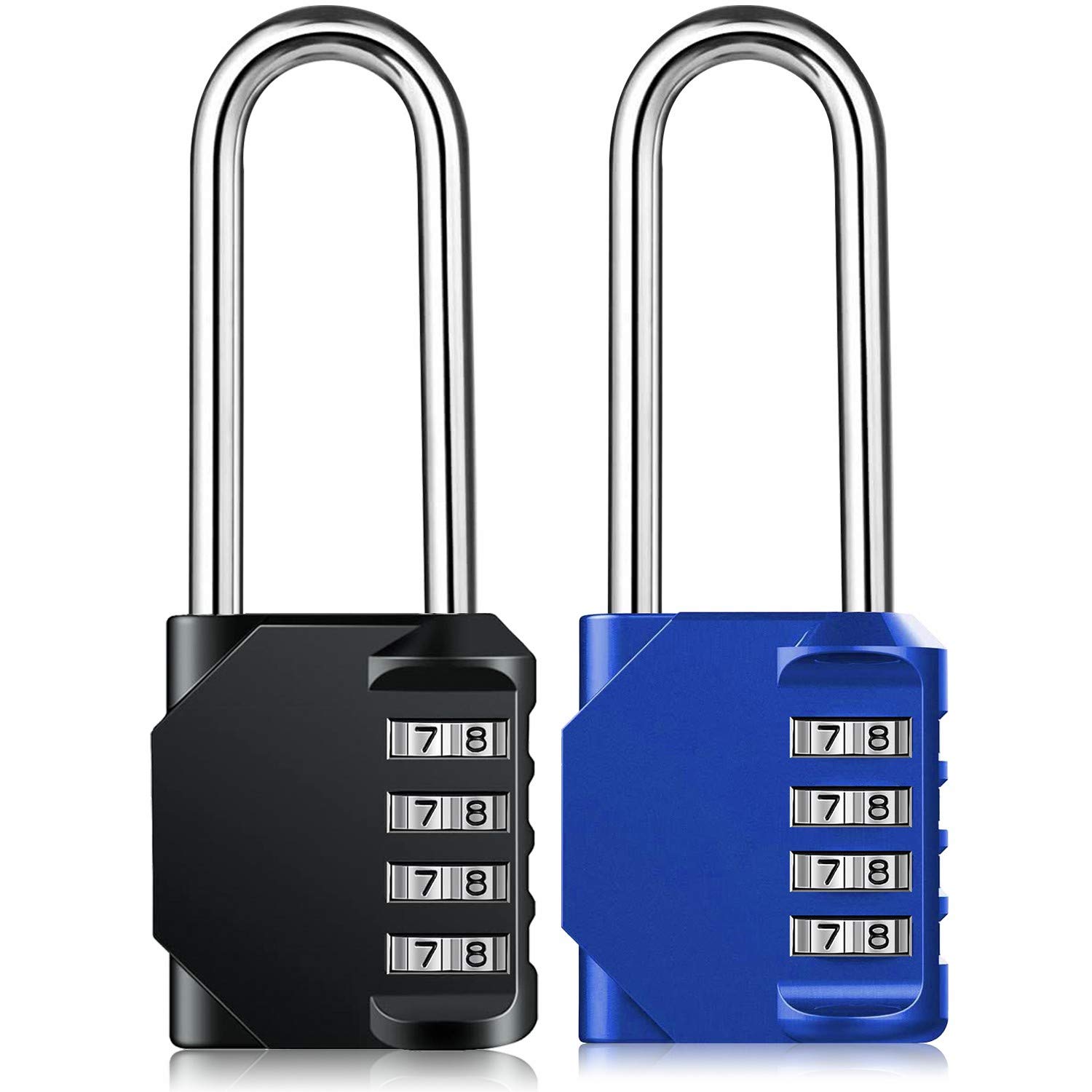 BeskooHome Locker Lock Combination Padlock, 4 Digit Security Padlocks with 6.5cm Long Shackle, Coded Padlock Outdoor for Gate, Shed, Fence, Storage, Hasp, Gym Locker, School Locker (Blue&Black) — image 1