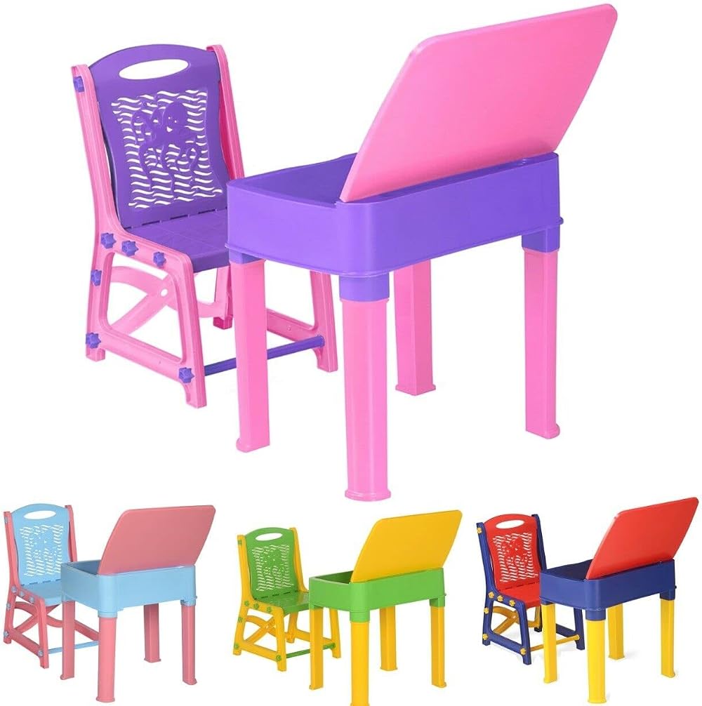 A406 Kids Study Desk & Chair Set - Toddler Furniture Pink/Purple