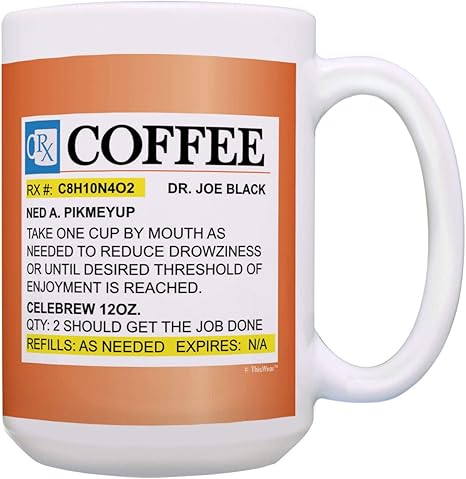 Amazon Com Funny Rx Mug Celebrew Coffee Humor Gifts Presecription Coffee Cup 15 Oz Coffee Mug Tea Cup Orange Kitchen Dining