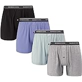 BAMBOO COOL Men's Underwear Boxer Shorts,Breathable knit Boxers,Stretch and Relaxed Fit 4 Pack