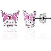 Sanrio Hello Kitty & My Melody Women's Stud Earrings Collection – Silver Flash-Plated, Enamel & Crystal Designs, Officially Licensed Jewelry