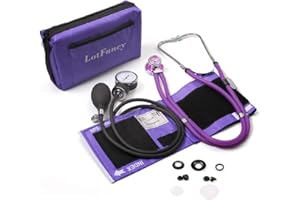 LotFancy Aneroid Sphygmomanometer with Stethoscope Kit, Universal BP Cuff (10”-16”), Adult Professional Manual Blood Pressure Monitor, Zipper Case Included, Purple