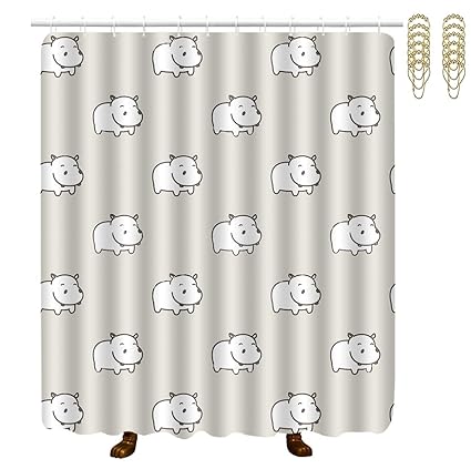 Amazon Com Niyoung Baby Hippo Hippopotamus Shower Curtain With 12