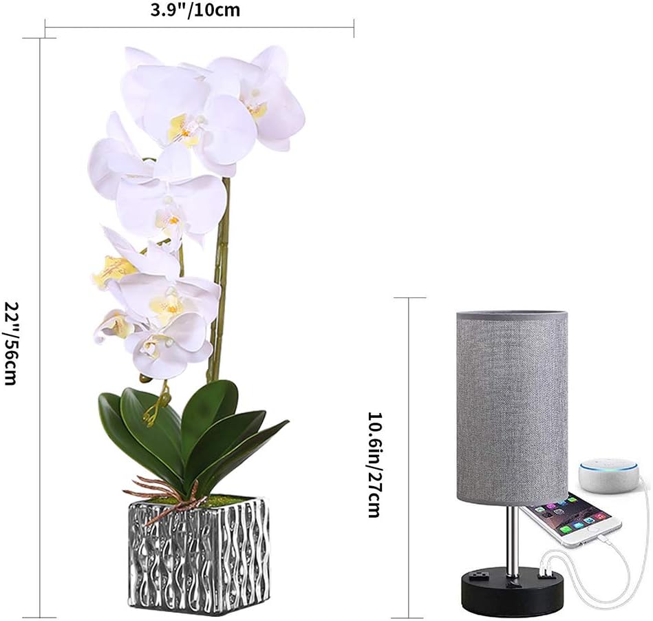 licemall Orchid in Vase Silk Flower Arrangement Decoration Garden Artificial Silk Flowers (White 2) - Image 4
