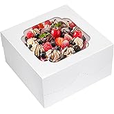Moretoes 24pcs Cake Boxes, 12x12x6 Inch Square Bakery Boxes with Window Cajas Pasteles for Valentine's Day, Mother's Day, Pastries, Chocolates, Cookies, Pie, Birthday Party, Wedding