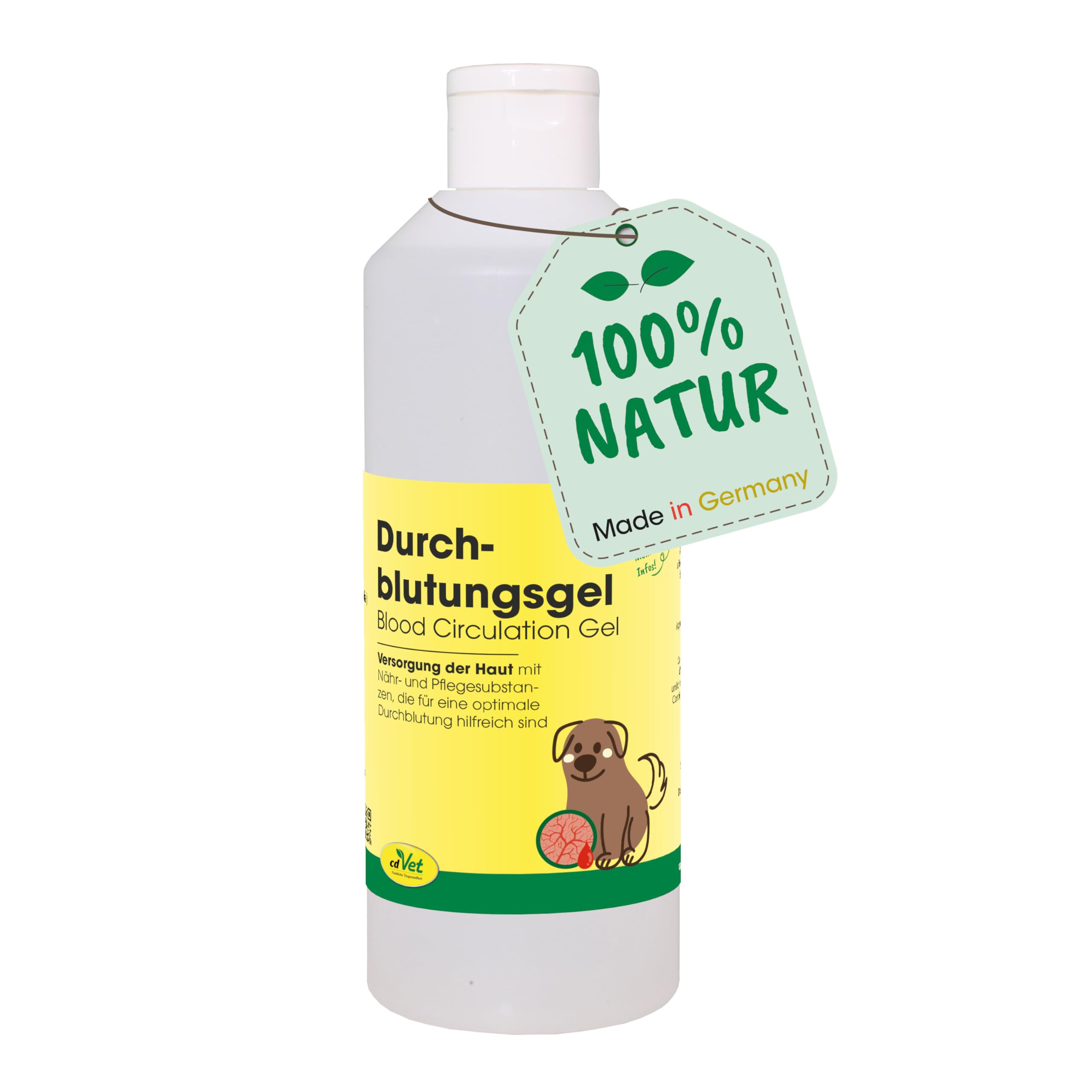 cdVet Naturprodukte Durchblutungsgel 500 g - Dogs - care product - supplies the skin - promotes optimal circulation - supplies with nutrients + care substances - nourishing + refreshing -