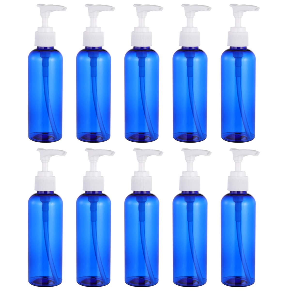 FRCOLOR 10 Pcs 100ml Empty Pump Dispenser Bottle Shampoo Lotion Liquid Plastic Containers Refillable Pump Bottle (Blue)