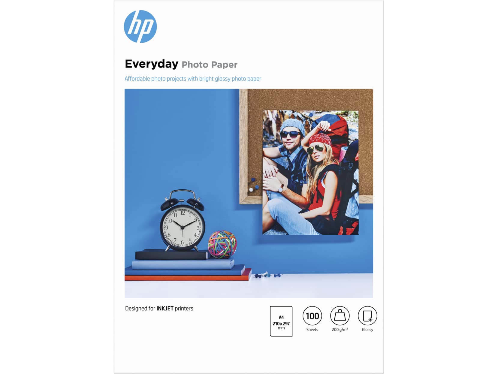 HP Default Category InkJet Photo Paper, White, 100 Sheets