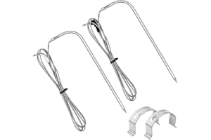 BBQ-PLUS Replacement Meat Probe for Traeger Pellet Gril,Stainless Steel Thermometer Meat Probe with Stainless Steel Probe Clip Accessories Compatible with Traeger Grills,Set of 2