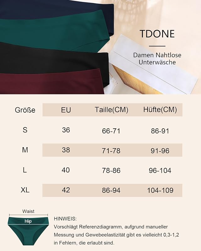 Seamless Unterwäsche Damen, 6er Pack Unsichtbare Hipster Slips — Foto 6 von 7