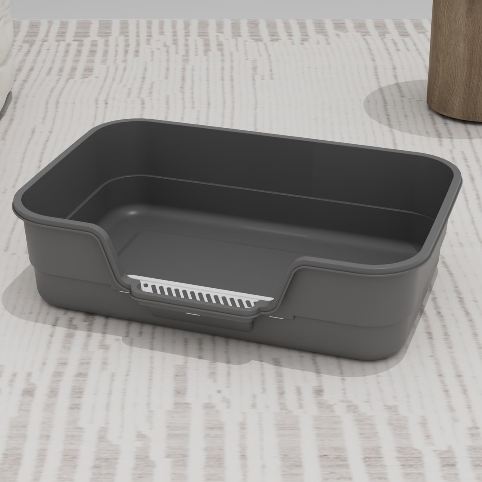 Photo 1 of *MINOR DAMAGE - USED*
LoopTime Extea Large Cat Litter Box with High Sides,Cat Boxes for Indoor Cats,Cat Litter Pan for Kitty,Litter Box with Low Entry,Easy to Clean,Anti-Splashing,23.6" x15.7" x6.2" (Grey)